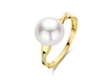 You and Me Geelgouden parelring met briljanten