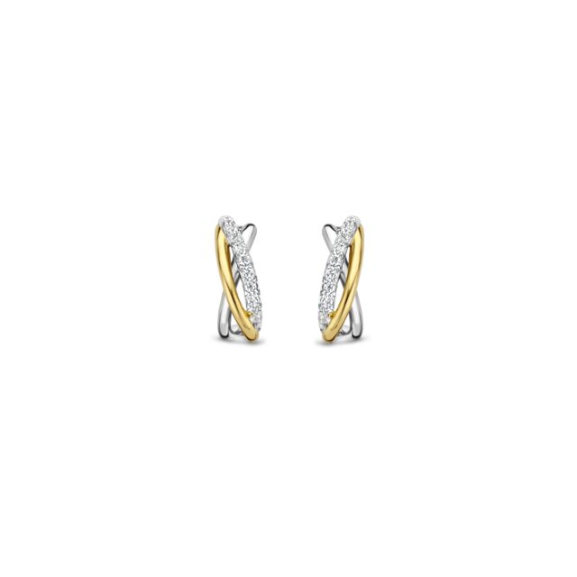 Naiomy oorringen zilver + verguld met zirconium