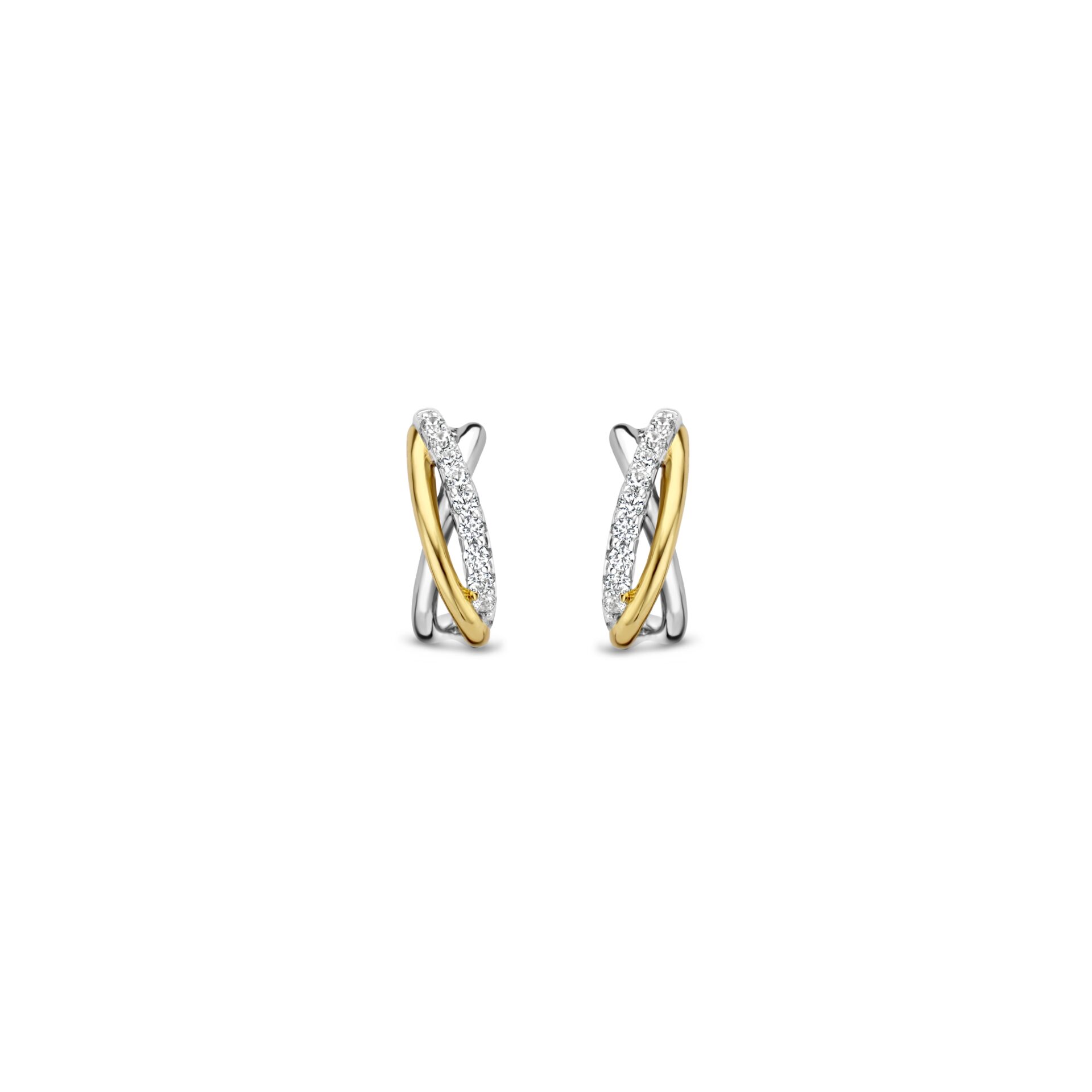 Naiomy oorringen zilver + verguld met zirconium
