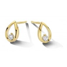 Y2076 geelgouden oorrringen 18ct zirconium  8.3x 5.3mm