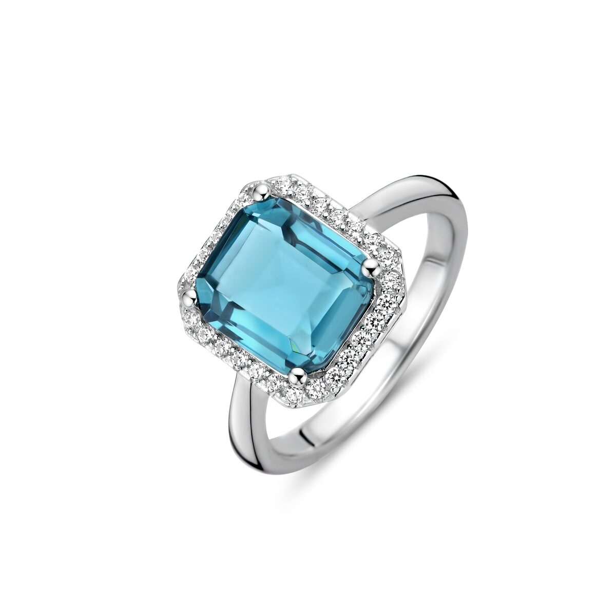 Naiomy ring zilver met blauw topaas 