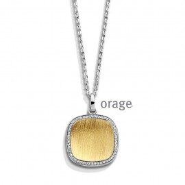 AM024 zilver halsketting met hanger bicolor geel zirconium