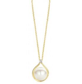 GH3393GB You and Me parelhanger 18ct geelgoud met  briljant 0.03ct L/b 18/13.5mm