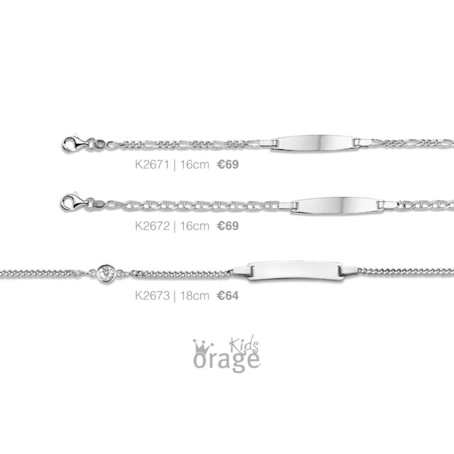 orage kids armband  met naamplaatje 16 cm