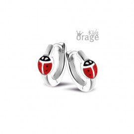 K2634 Orage Kids Creolen lieveheersbeestje rood zilver