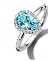Y1422 Witgouden ring met briljanten 0.140ct & topaas London blue  LXB 12x9mm