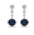 Y1881 You and Me oorringen witgoud met briljanten en topaas london blue