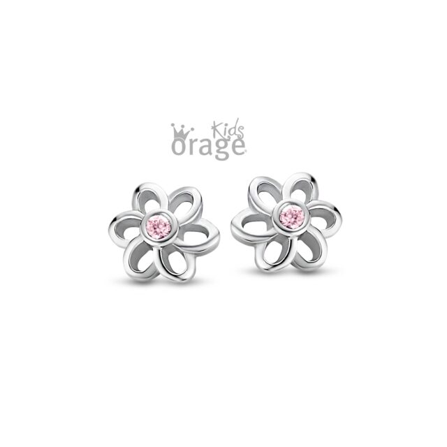 Orage Kids oorring bloem roze