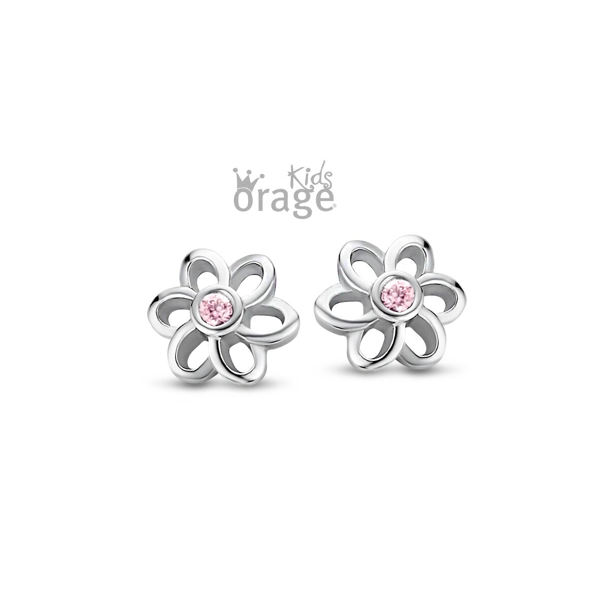 Orage Kids oorring bloem roze