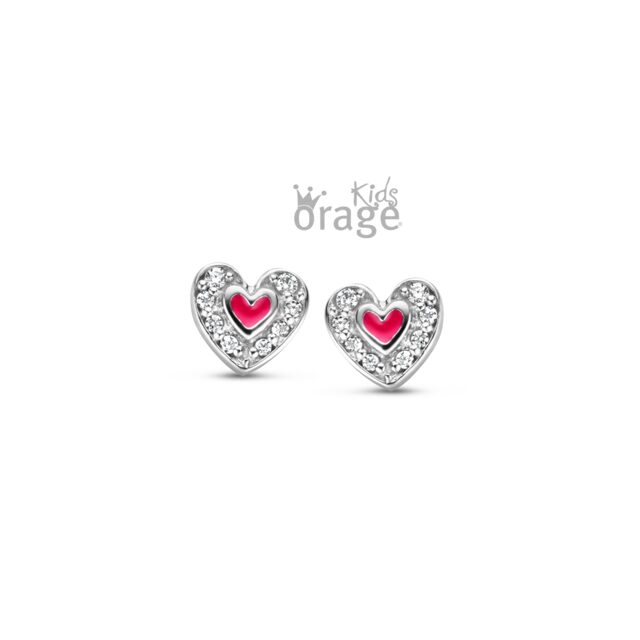 Orage Kids oorring hart rood