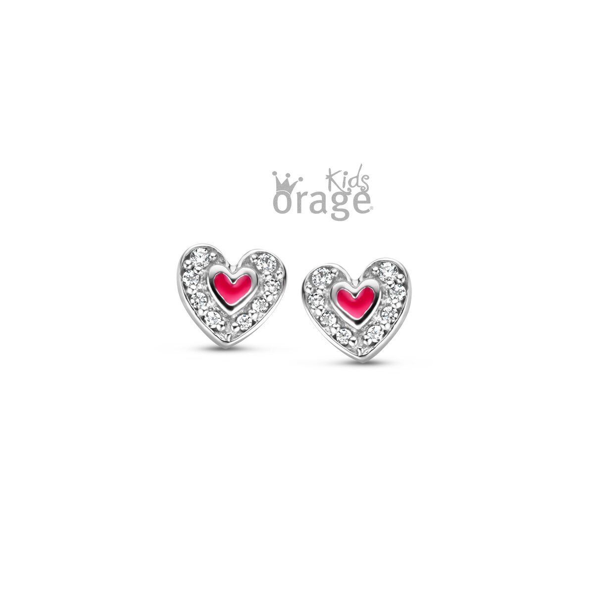 Orage Kids oorring hart rood