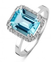 SR3265WTB Emotions ring witgoud met topaas & briljant