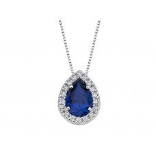 Y1360 witgouden ketting 42cm met saffier synthetique zirconium 