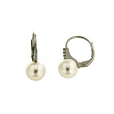 GO2383WB witgouden pareloorringen met briljant 0.060ct
