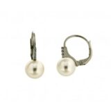 GO2383WB witgouden pareloorringen met briljant 0.060ct