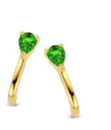 Naiomy  zilver verguld geel oorringen met  groene zirconium 