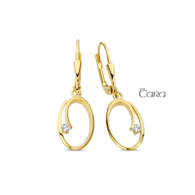  oorringen ca436 geelgoud met zirconium