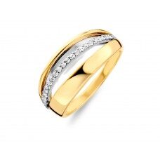 Y0803 ring geel -wit goud 18ct briljant 0130ct 