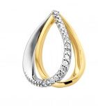 You and Me Wit & geelgoud 18ct briljant 0.14ct L24mm
