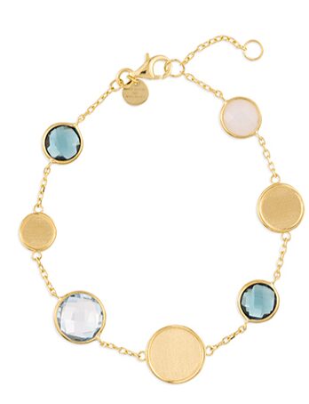 Italo Bottene Tinta 18ct geelgouden armband london blue , blue quartz en witte jade