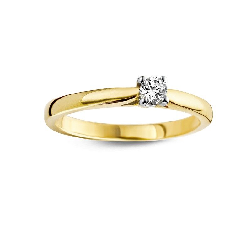 You and Me verlovingsring Wit & geel goud met Briljant 0.180ct