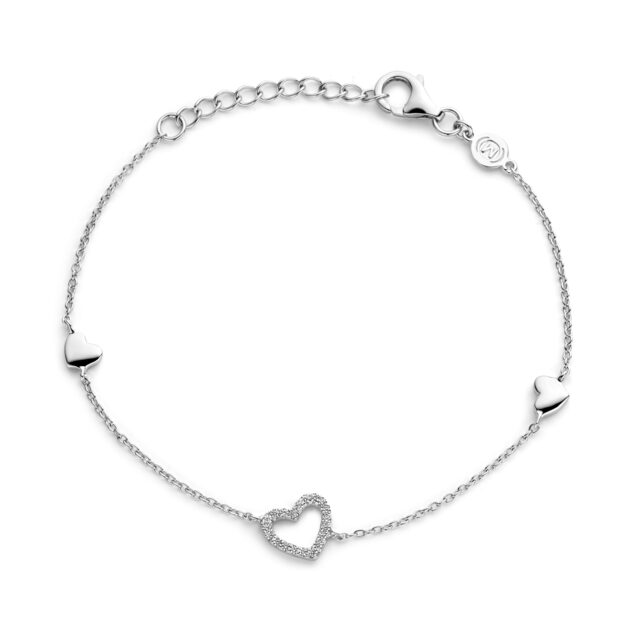 Zilveren armband hart  gezet met zirconium Naiomy Silver