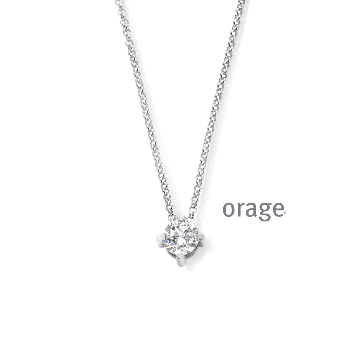 Orage ketting zilver & zirconium lengte 42cm