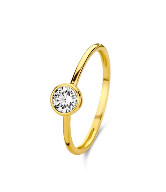 You and Me geelgouden ring met zirconium