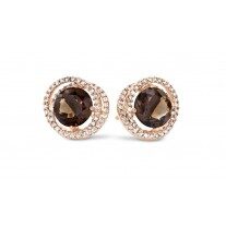 You and Me oorringen 18ct rozegoud rookkwarts briljant 0.360ct