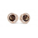 You and Me oorringen 18ct rozegoud rookkwarts briljant 0.360ct