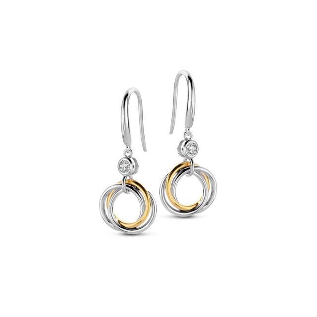 Naiomy oorringem zilver bicolor met zirconium
