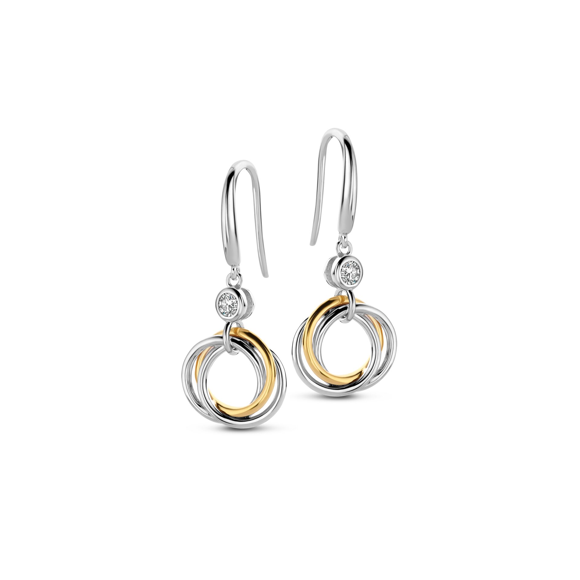 Naiomy oorringem zilver bicolor met zirconium