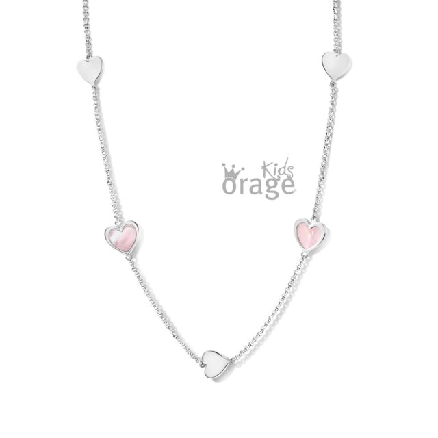 K2538 Orage Kids ketting zilver hart roze