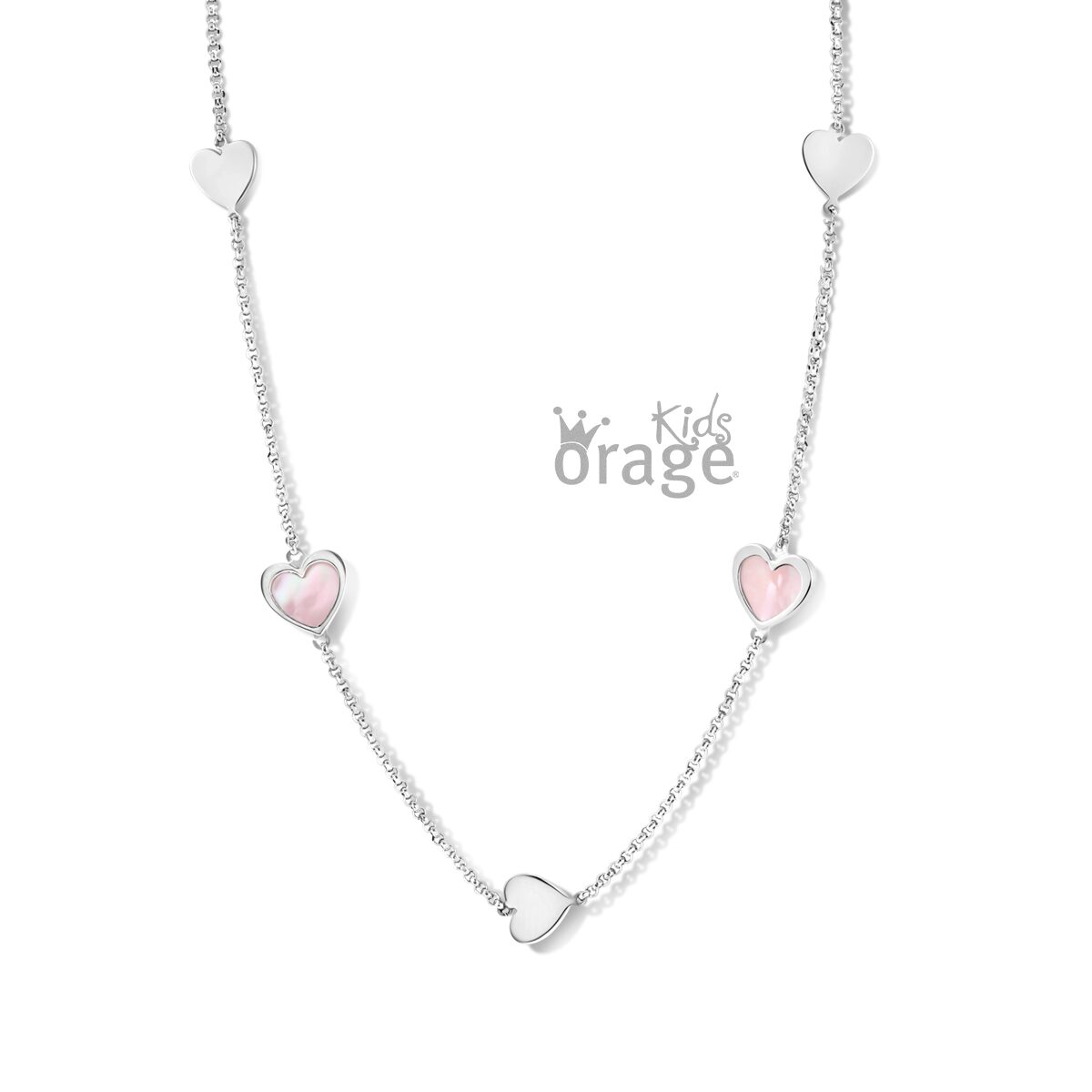 K2538 Orage Kids ketting zilver hart roze