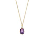  Naiomy Ketting + hanger zilver verguld met synthetische Amethyst 42+3cm 