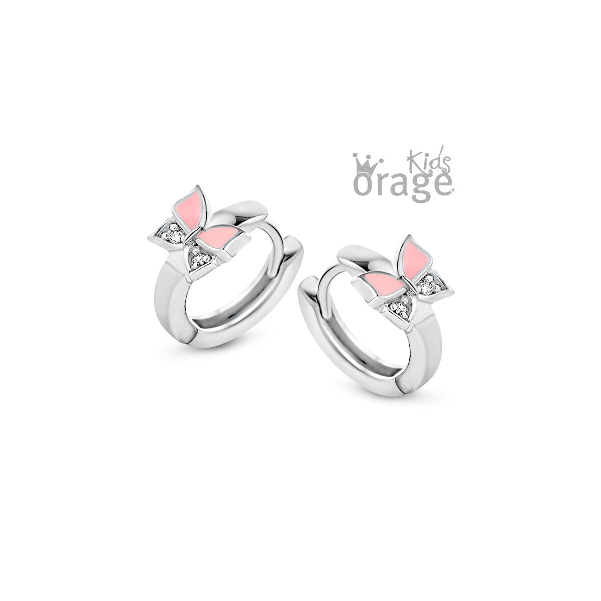 Orage Kids oorring roze vlinder zilver k2556