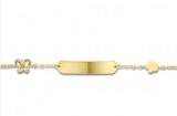 You and Me geboortearmband 18ct  geelgoud  vlinder bloem 