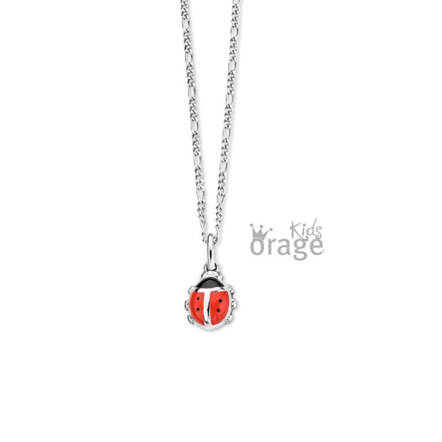 Orage Kids zilveren halsketting met lieverheersbeestje rood K2636