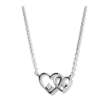 Naiomy halsketting zilver hartjes 