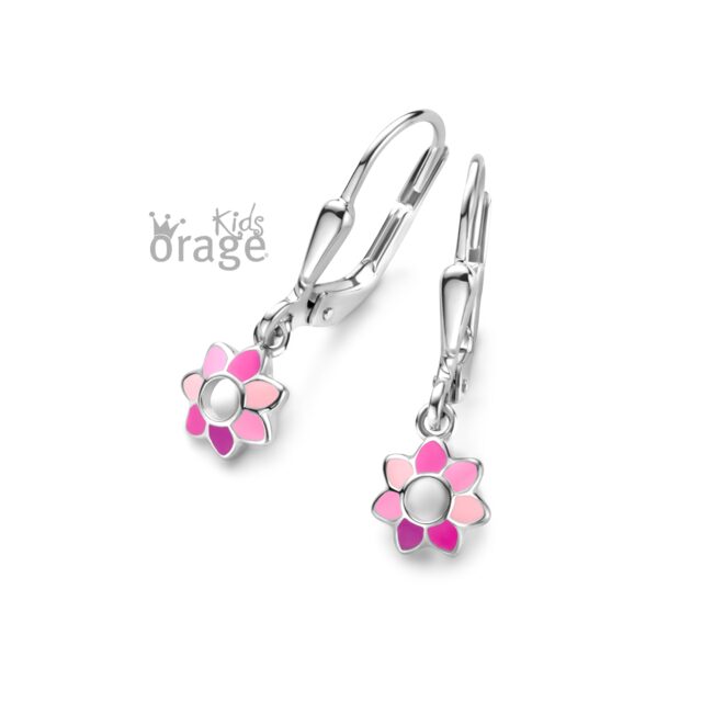 Orage Kids oorring roze bloem