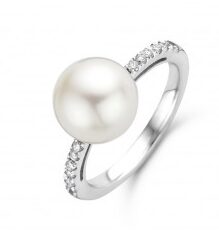 Emotions SR3465WB  ring wit goud met briljant 0.140ct & parel