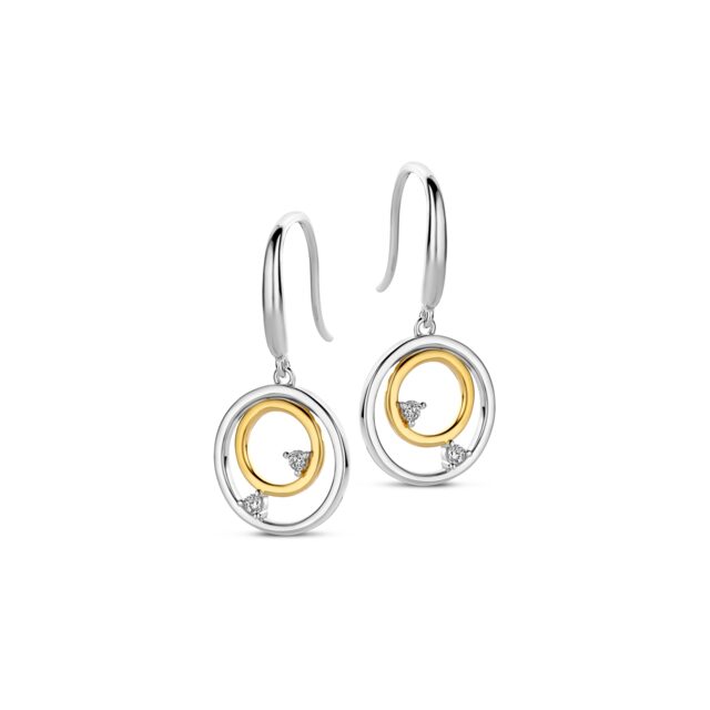 Naiomy oorringen zilver + verguld met zirconium