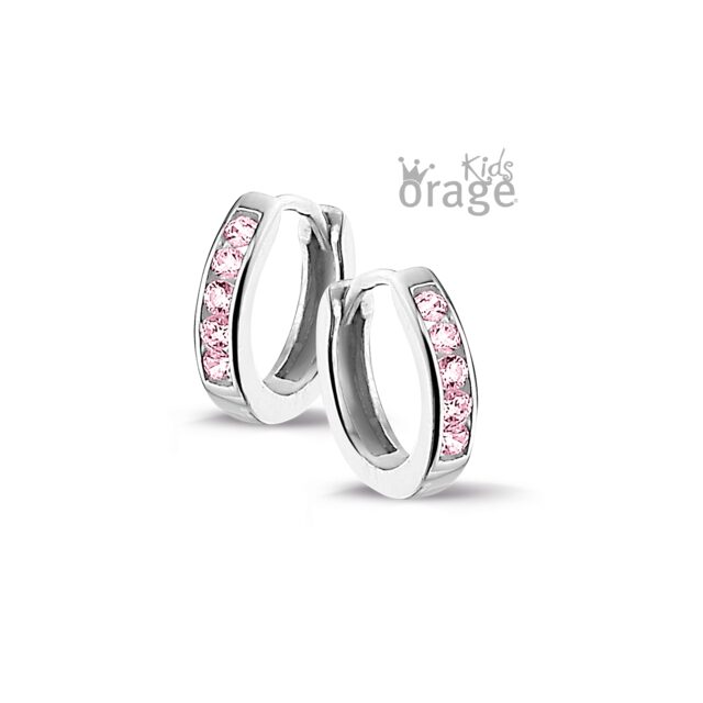 K2599 Orage Kids oorringen creool zilver roze
