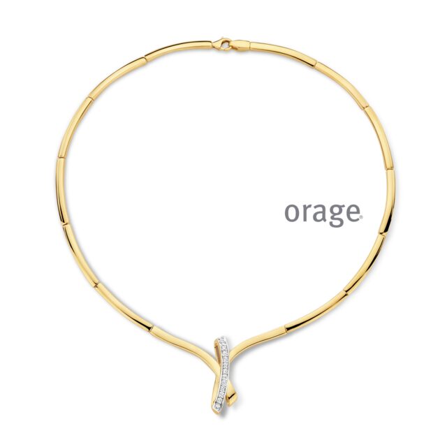 Orage ketting verguld geelgoud met zirconium  45cm