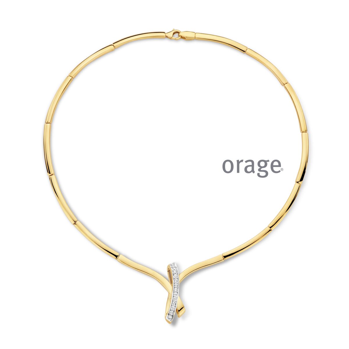 Orage ketting verguld geelgoud met zirconium  45cm