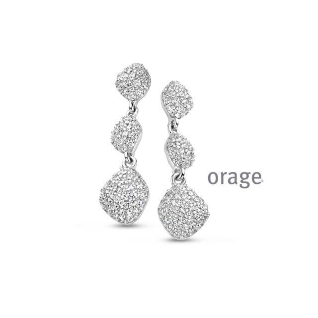At177 Orage oorringen zilver met zirconium