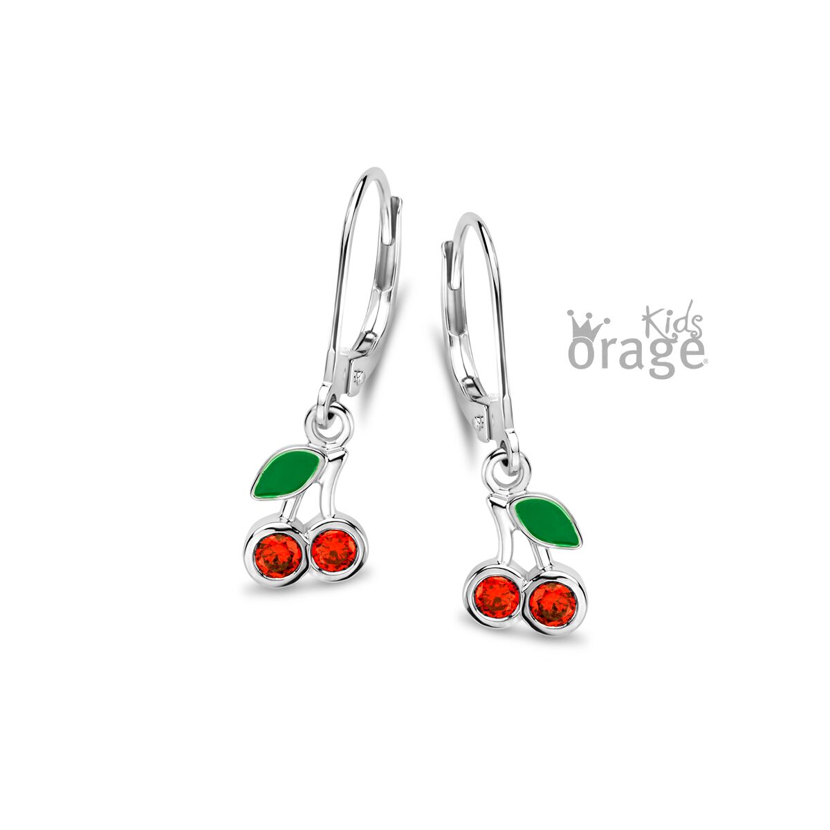 Orage kids oorring kers rood zilver k2531