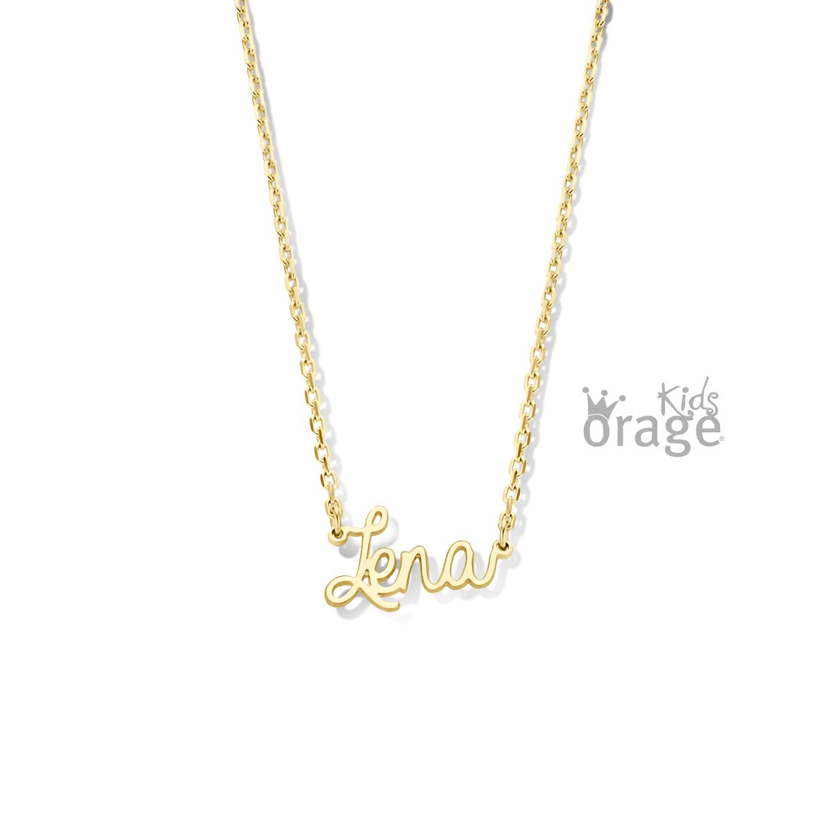 K2810 Orage kids naamketting zilver verguld geel met forçat ketting