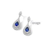 Orage oorring zilver met zirconium en blauw steen