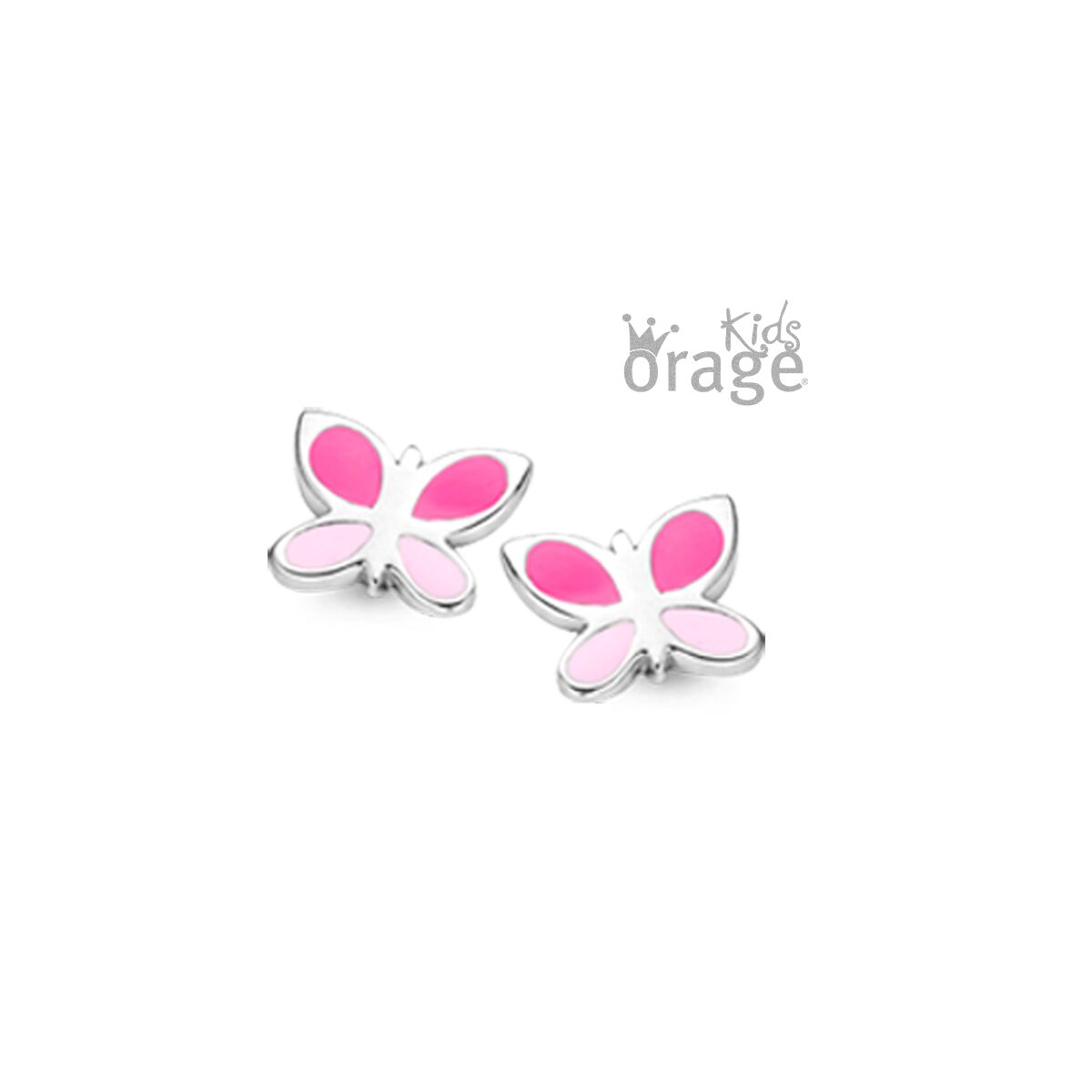K2521 Orage Kids oorring vlinder roze zilver 